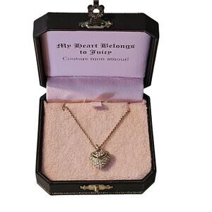 Juicy Couture My Heart Belongs to Juicy Necklace Pave Heart on Gold Chain